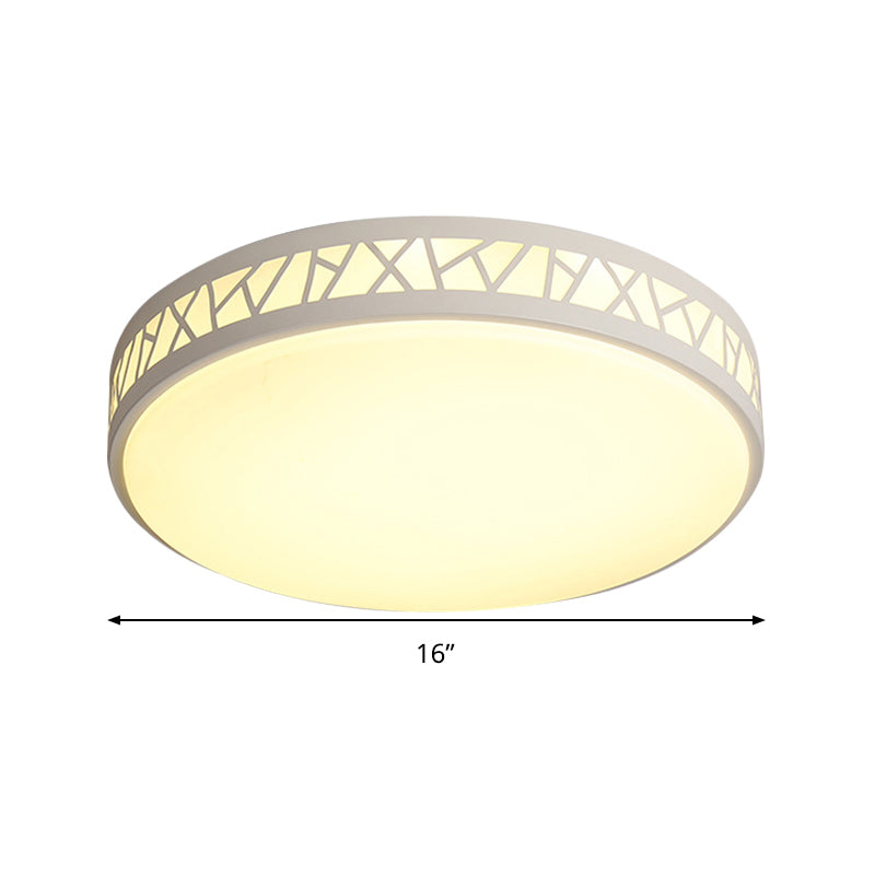 Metallic Drum Flush Ceiling Light Modernist LED White Flushmount Lighting for Bedroom Clearhalo 'Ceiling Lights' 'Close To Ceiling Lights' 'Close to ceiling' 'Flush mount' Lighting' 293663