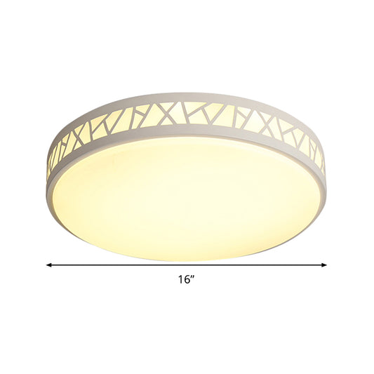 Metallic Drum Flush Ceiling Light Modernist LED White Flushmount Lighting for Bedroom Clearhalo 'Ceiling Lights' 'Close To Ceiling Lights' 'Close to ceiling' 'Flush mount' Lighting' 293663