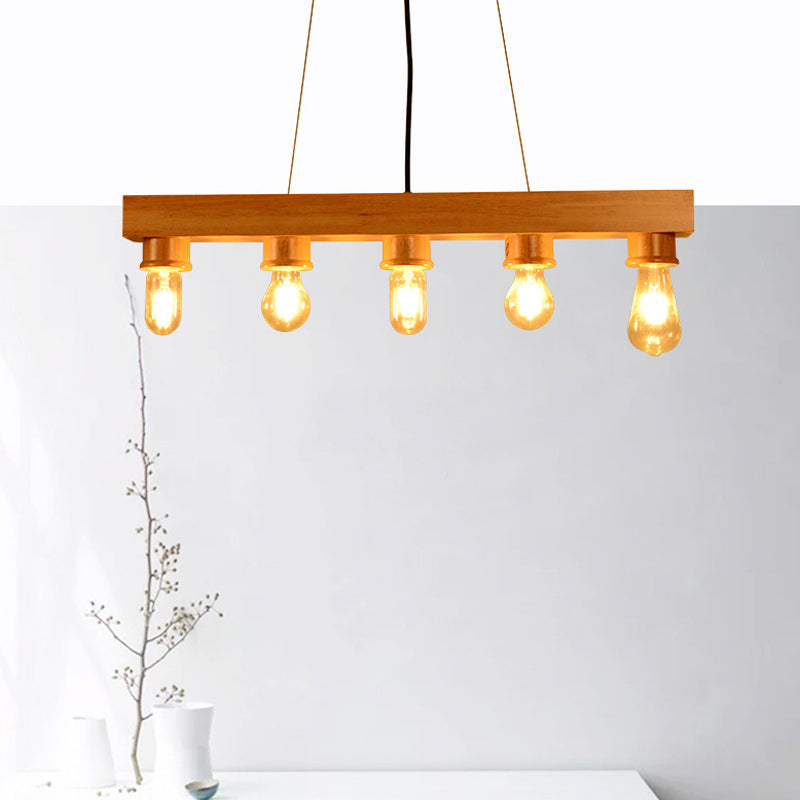 Wood Bubble Hanging Ceiling Light Modern 5 Heads Beige Island Light for Dining Room Beige Clearhalo 'Ceiling Lights' 'Island Lights' Lighting' 293664