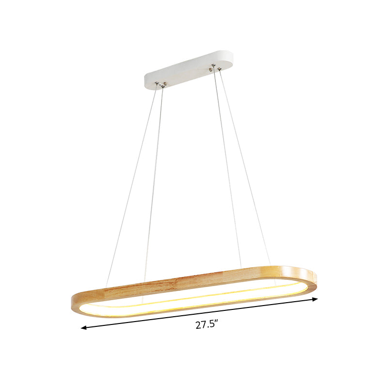 Beige Oval Ceiling Pendant Light Nordic Wood LED Chandelier Lighting Fixture for Dining Room, 27.5"/35.5" Wide Clearhalo 'Ceiling Lights' 'Chandeliers' Lighting' options 293686