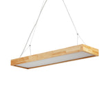 Rectangle Chandelier Lighting Nordic Wood LED Beige Pendant Light Fixture, 23.5"/35.5"/47" Wide Clearhalo 'Ceiling Lights' 'Chandeliers' Lighting' options 293696