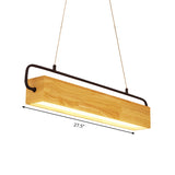 27.5"/35.5" Wide Rectangle Wood Hanging Chandelier Modern Beige LED Pendant Light Kit in Warm Light for Dining Room Clearhalo 'Ceiling Lights' 'Chandeliers' Lighting' options 293704