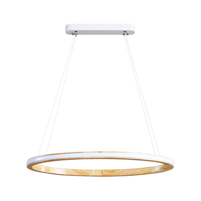 Ring Wood Chandelier Lighting Simple Style Beige 26"/37.5" Wide Ceiling Pendant Light in Natural Light Clearhalo 'Ceiling Lights' 'Chandeliers' Lighting' options 293714