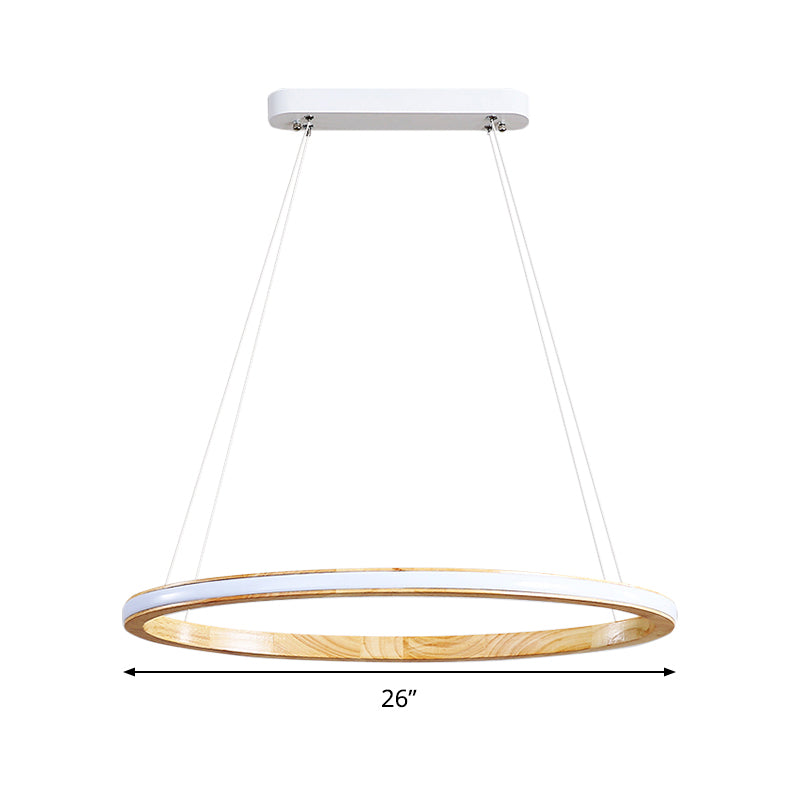 Ring Wood Chandelier Lighting Simple Style Beige 26"/37.5" Wide Ceiling Pendant Light in Natural Light Clearhalo 'Ceiling Lights' 'Chandeliers' Lighting' options 293715