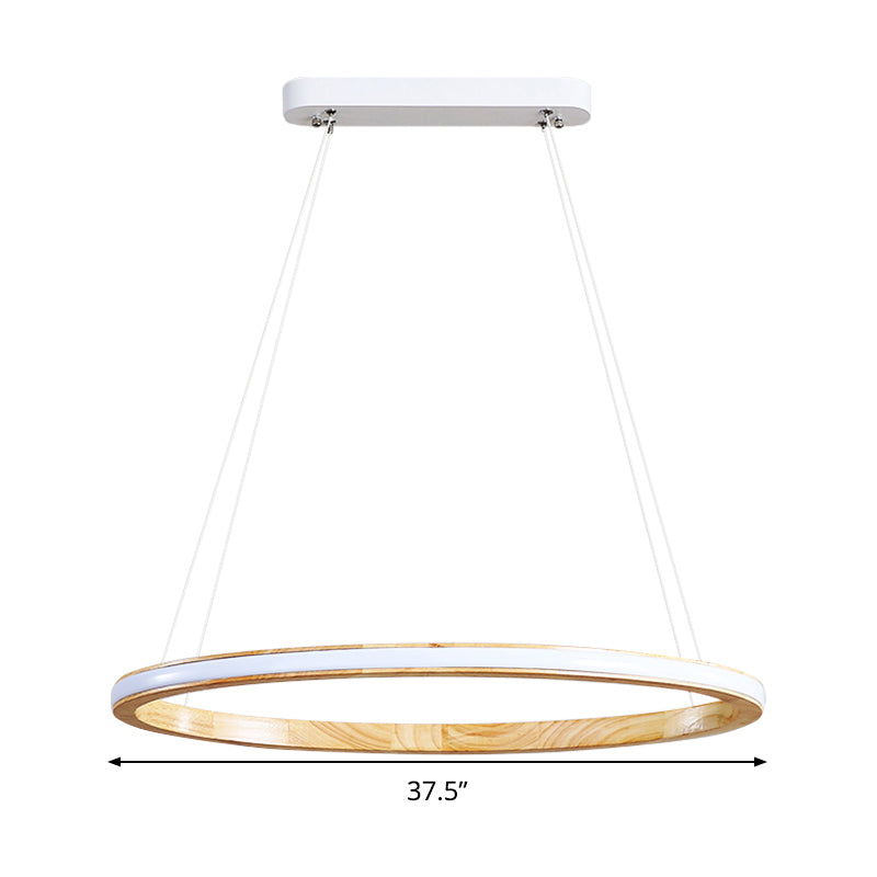 Ring Wood Chandelier Lighting Simple Style Beige 26"/37.5" Wide Ceiling Pendant Light in Natural Light Clearhalo 'Ceiling Lights' 'Chandeliers' Lighting' options 293716