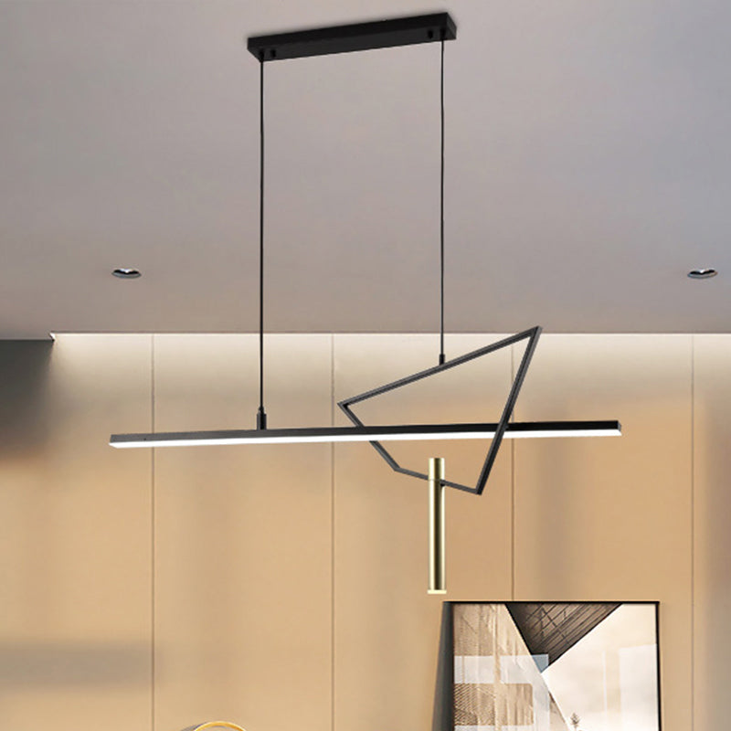 Black Linear Chandelier Lamp Minimalist Metal LED Hanging Pendant Light for Reading Room Clearhalo 'Ceiling Lights' 'Chandeliers' 'Modern Chandeliers' 'Modern' Lighting' 293762