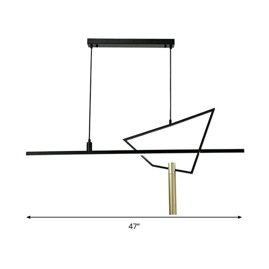 Black Linear Chandelier Lamp Minimalist Metal LED Hanging Pendant Light for Reading Room Clearhalo 'Ceiling Lights' 'Chandeliers' 'Modern Chandeliers' 'Modern' Lighting' 293765