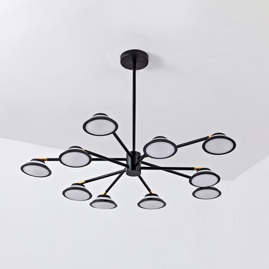 Black Starburst Chandelier Light Contemporary 10 Heads Metal Pendant Light Kit for Living Room Black Clearhalo 'Ceiling Lights' 'Chandeliers' 'Modern Chandeliers' 'Modern' Lighting' 293788