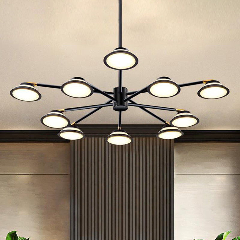 Black Starburst Chandelier Light Contemporary 10 Heads Metal Pendant Light Kit for Living Room Clearhalo 'Ceiling Lights' 'Chandeliers' 'Modern Chandeliers' 'Modern' Lighting' 293789