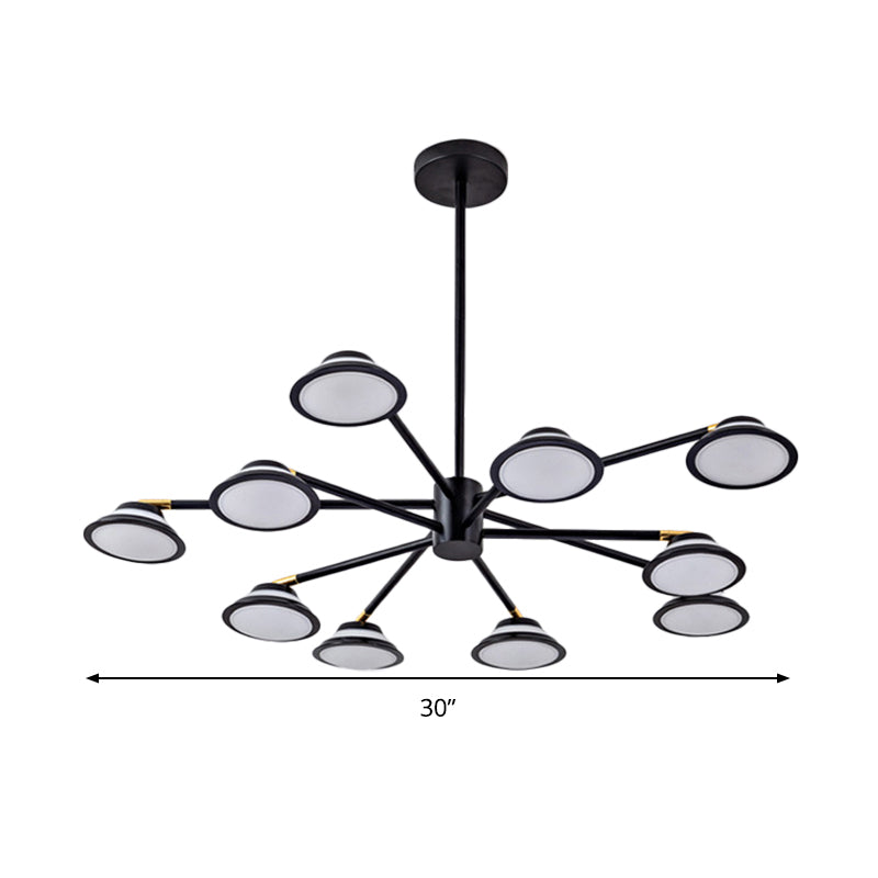 Black Starburst Chandelier Light Contemporary 10 Heads Metal Pendant Light Kit for Living Room Clearhalo 'Ceiling Lights' 'Chandeliers' 'Modern Chandeliers' 'Modern' Lighting' 293792