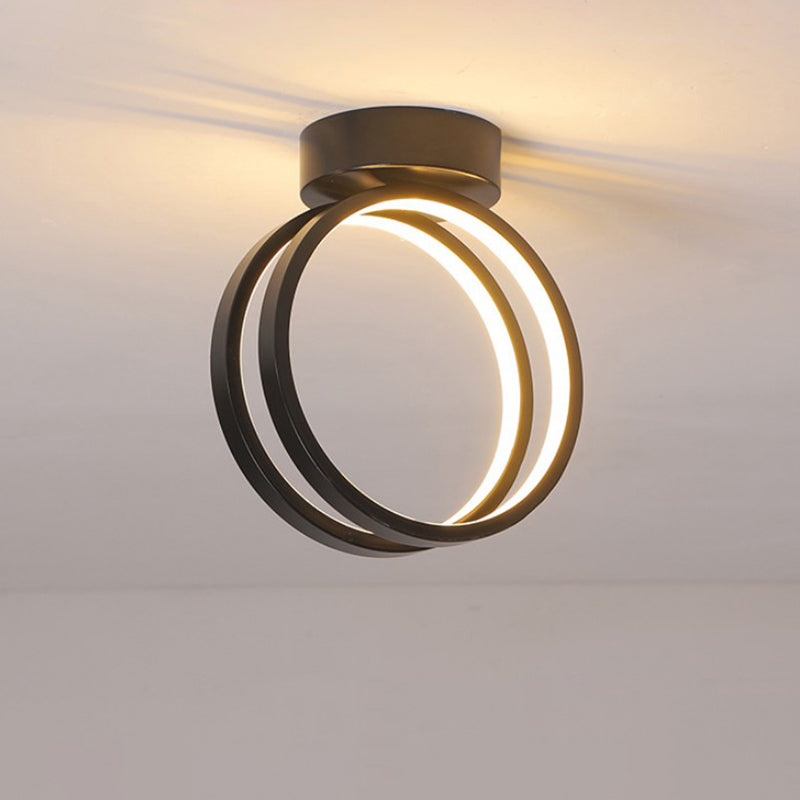 Loop Flush Mount Light Fixture Minimalist Black/White LED Ceiling Lighting in Warm/White/3 Color Light Black Clearhalo 'Ceiling Lights' 'Close To Ceiling Lights' 'Close to ceiling' 'Flush mount' Lighting' 293794