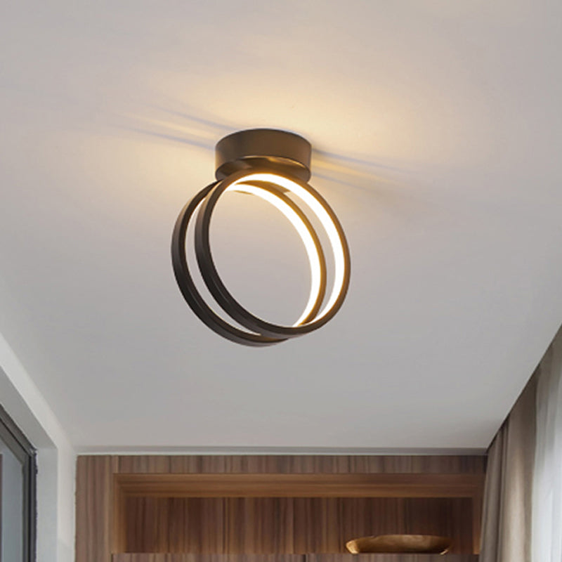 Loop Flush Mount Light Fixture Minimalist Black/White LED Ceiling Lighting in Warm/White/3 Color Light Clearhalo 'Ceiling Lights' 'Close To Ceiling Lights' 'Close to ceiling' 'Flush mount' Lighting' 293795