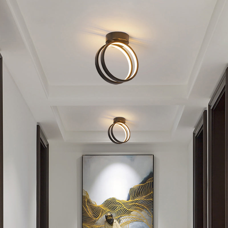 Loop Flush Mount Light Fixture Minimalist Black/White LED Ceiling Lighting in Warm/White/3 Color Light Clearhalo 'Ceiling Lights' 'Close To Ceiling Lights' 'Close to ceiling' 'Flush mount' Lighting' 293796