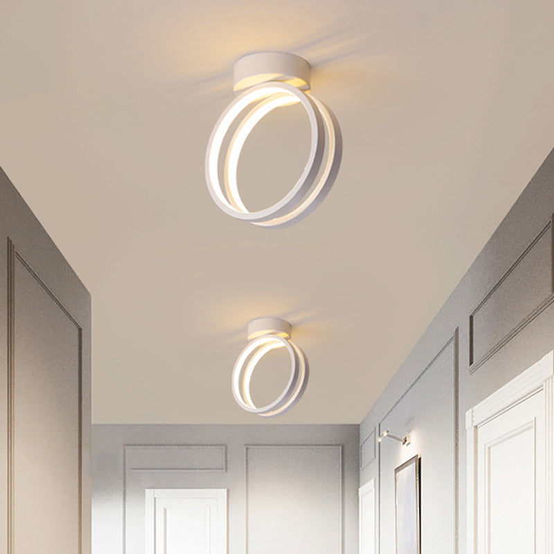 Loop Flush Mount Light Fixture Minimalist Black/White LED Ceiling Lighting in Warm/White/3 Color Light Clearhalo 'Ceiling Lights' 'Close To Ceiling Lights' 'Close to ceiling' 'Flush mount' Lighting' 293801