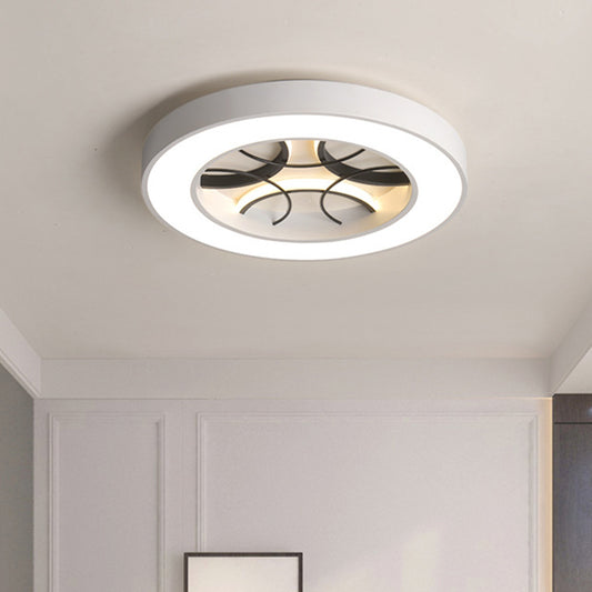 16"/19.5" Wide White Round Flush Light Fixture Modern Metal White LED Ceiling Lamp, Warm/White/3 Color Light White Clearhalo 'Ceiling Lights' 'Close To Ceiling Lights' 'Close to ceiling' 'Flush mount' Lighting' 293804