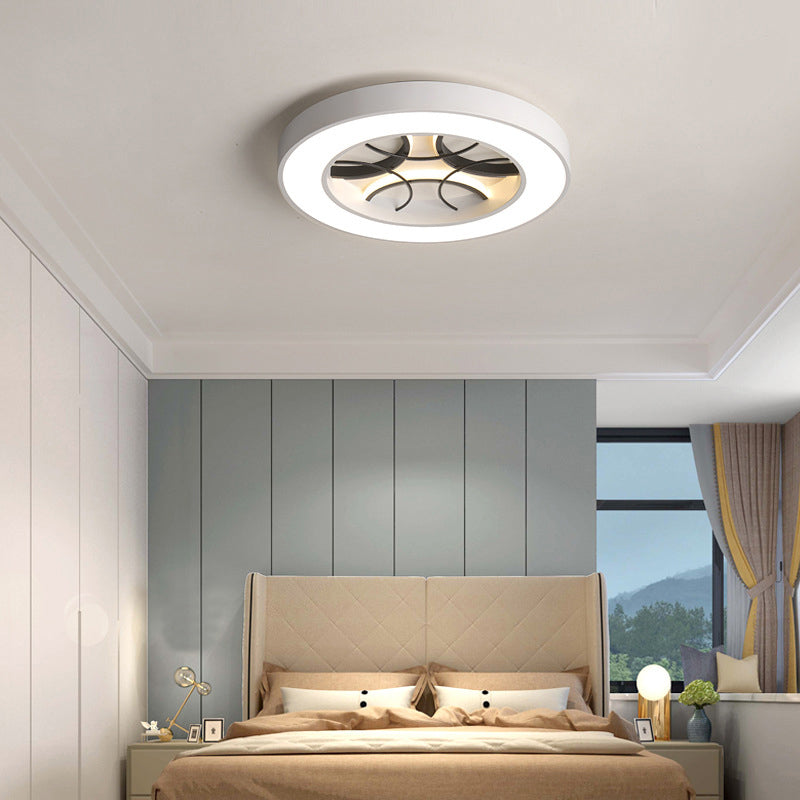 16"/19.5" Wide White Round Flush Light Fixture Modern Metal White LED Ceiling Lamp, Warm/White/3 Color Light Clearhalo 'Ceiling Lights' 'Close To Ceiling Lights' 'Close to ceiling' 'Flush mount' Lighting' 293805