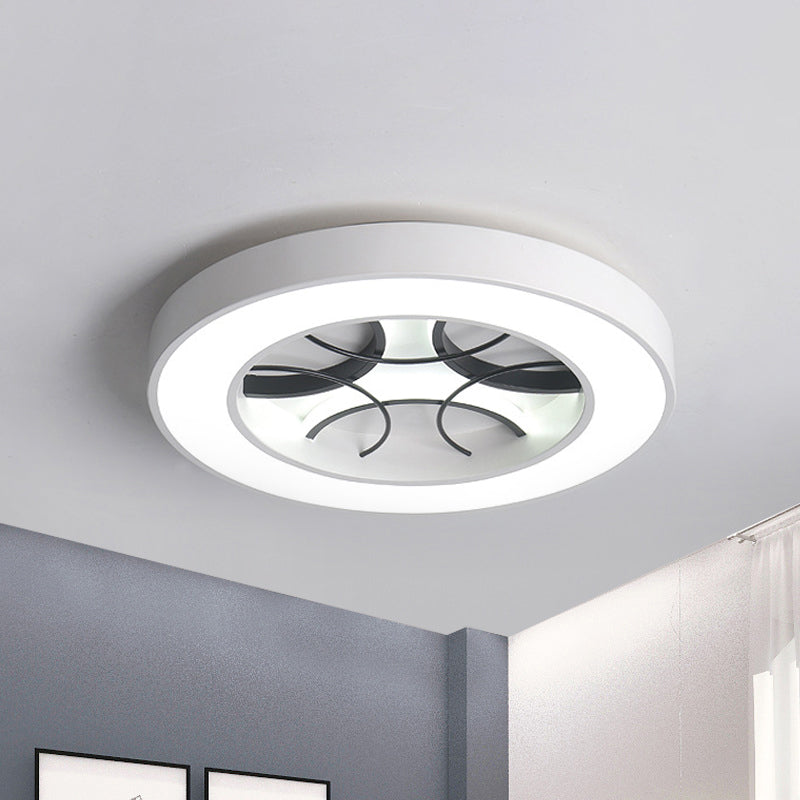 16"/19.5" Wide White Round Flush Light Fixture Modern Metal White LED Ceiling Lamp, Warm/White/3 Color Light White White Clearhalo 'Ceiling Lights' 'Close To Ceiling Lights' 'Close to ceiling' 'Flush mount' Lighting' 293806