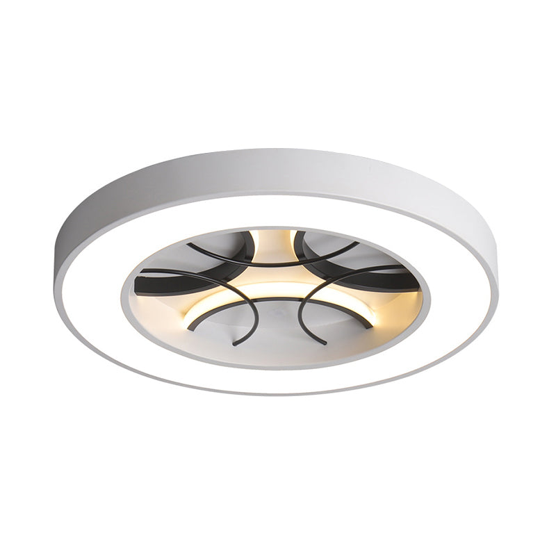 16"/19.5" Wide White Round Flush Light Fixture Modern Metal White LED Ceiling Lamp, Warm/White/3 Color Light Clearhalo 'Ceiling Lights' 'Close To Ceiling Lights' 'Close to ceiling' 'Flush mount' Lighting' 293807