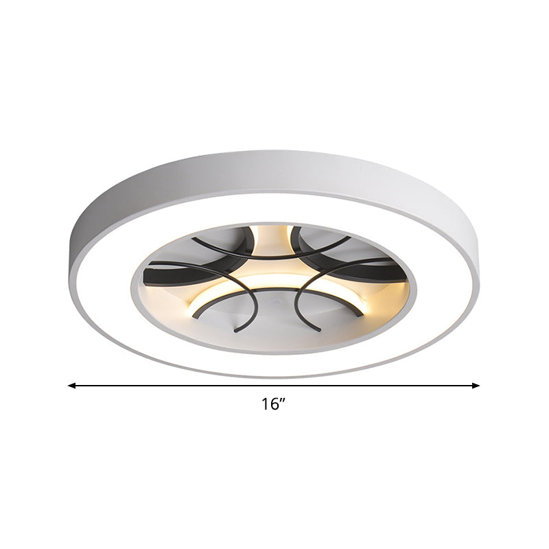 16"/19.5" Wide White Round Flush Light Fixture Modern Metal White LED Ceiling Lamp, Warm/White/3 Color Light Clearhalo 'Ceiling Lights' 'Close To Ceiling Lights' 'Close to ceiling' 'Flush mount' Lighting' 293808