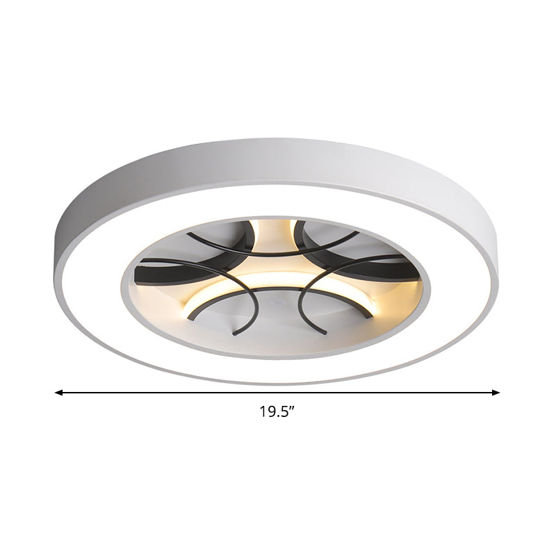 16"/19.5" Wide White Round Flush Light Fixture Modern Metal White LED Ceiling Lamp, Warm/White/3 Color Light Clearhalo 'Ceiling Lights' 'Close To Ceiling Lights' 'Close to ceiling' 'Flush mount' Lighting' 293809