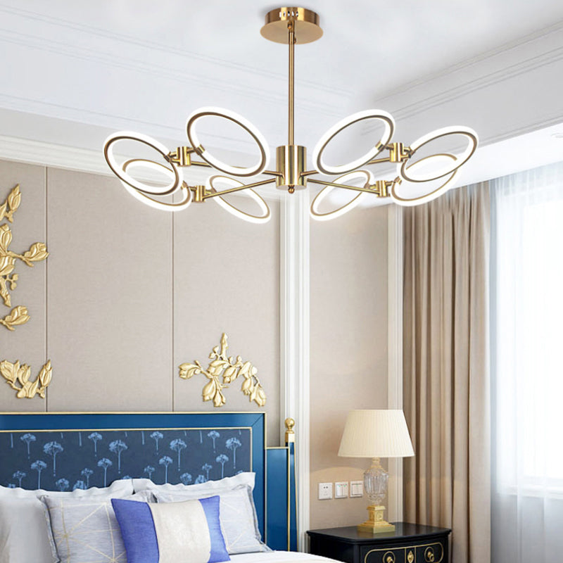 Circle Chandelier Lamp Modern Metal 8 Lights Gold Hanging Ceiling Light in Warm/White Light Clearhalo 'Ceiling Lights' 'Chandeliers' 'Modern Chandeliers' 'Modern' Lighting' 293818