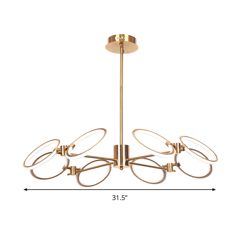 Circle Chandelier Lamp Modern Metal 8 Lights Gold Hanging Ceiling Light in Warm/White Light Clearhalo 'Ceiling Lights' 'Chandeliers' 'Modern Chandeliers' 'Modern' Lighting' 293820