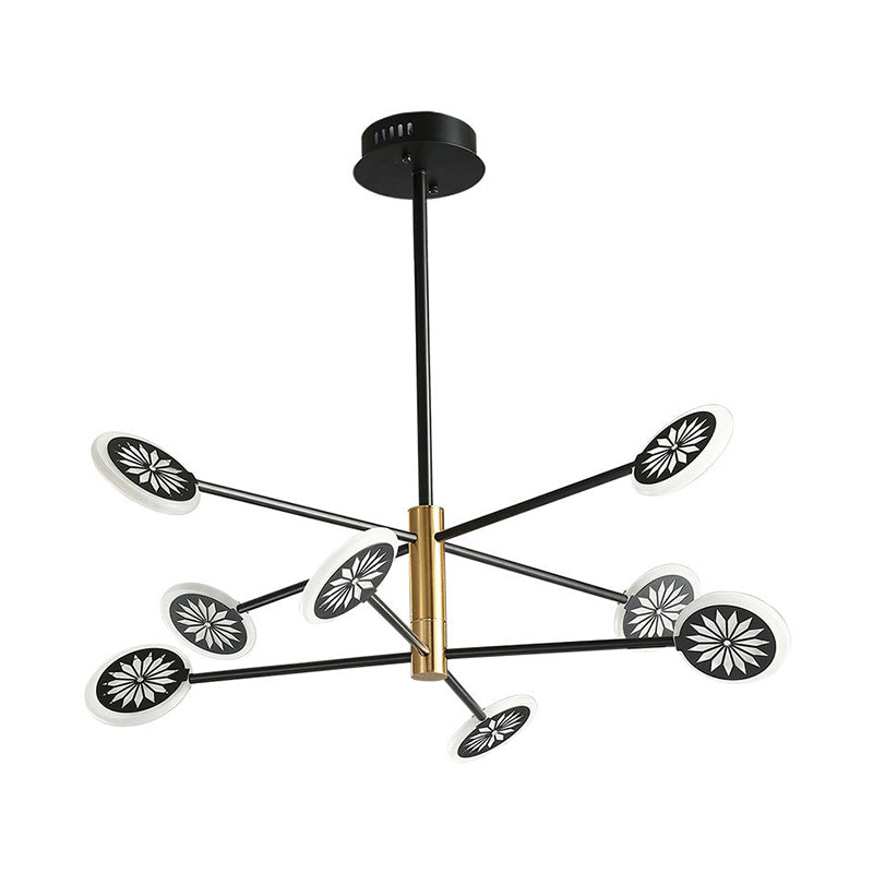 Sputnik Metal Pendant Light Contemporary 6/8 Heads Black Hanging Chandelier Light for Living Room Clearhalo 'Ceiling Lights' 'Chandeliers' 'Modern Chandeliers' 'Modern' Lighting' 293830