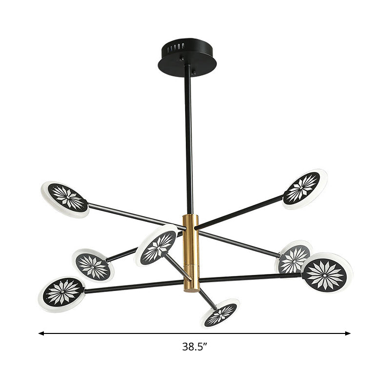 Sputnik Metal Pendant Light Contemporary 6/8 Heads Black Hanging Chandelier Light for Living Room Clearhalo 'Ceiling Lights' 'Chandeliers' 'Modern Chandeliers' 'Modern' Lighting' 293831