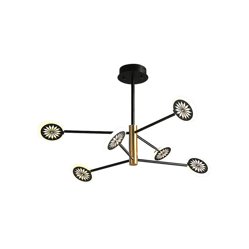 Sputnik Metal Pendant Light Contemporary 6/8 Heads Black Hanging Chandelier Light for Living Room Clearhalo 'Ceiling Lights' 'Chandeliers' 'Modern Chandeliers' 'Modern' Lighting' 293835