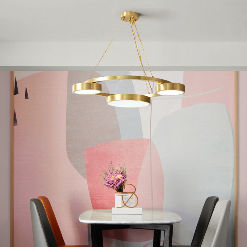 Postmodern Round Hanging Light Metal 3 Lights Dining Room Ceiling Chandelier in Brass Clearhalo 'Ceiling Lights' 'Chandeliers' Lighting' options 293839