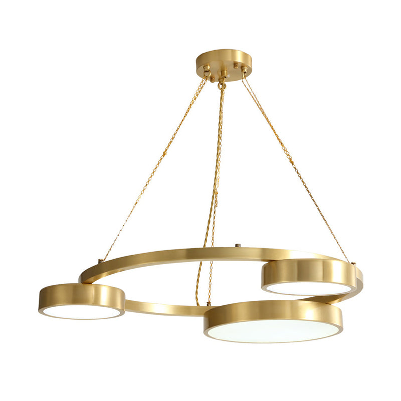 Postmodern Round Hanging Light Metal 3 Lights Dining Room Ceiling Chandelier in Brass Clearhalo 'Ceiling Lights' 'Chandeliers' Lighting' options 293840