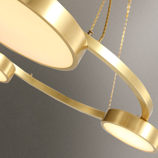 Postmodern Round Hanging Light Metal 3 Lights Dining Room Ceiling Chandelier in Brass Clearhalo 'Ceiling Lights' 'Chandeliers' Lighting' options 293842