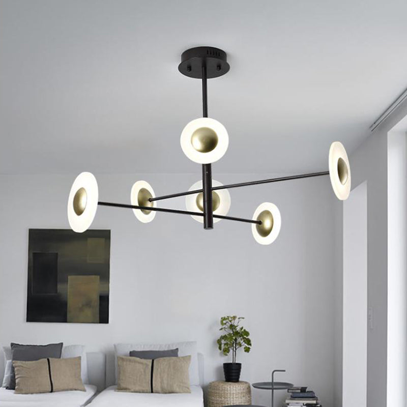 3 Tiers Bedroom Chandelier Lighting Fixture Metal 6 Lights Modern Hanging Pendant Light in Black Black Clearhalo 'Ceiling Lights' 'Chandeliers' 'Modern Chandeliers' 'Modern' Lighting' 293850