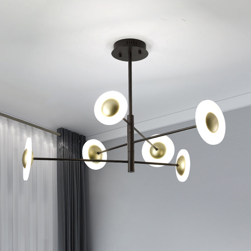 3 Tiers Bedroom Chandelier Lighting Fixture Metal 6 Lights Modern Hanging Pendant Light in Black Clearhalo 'Ceiling Lights' 'Chandeliers' 'Modern Chandeliers' 'Modern' Lighting' 293851