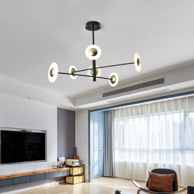 3 Tiers Bedroom Chandelier Lighting Fixture Metal 6 Lights Modern Hanging Pendant Light in Black Clearhalo 'Ceiling Lights' 'Chandeliers' 'Modern Chandeliers' 'Modern' Lighting' 293852