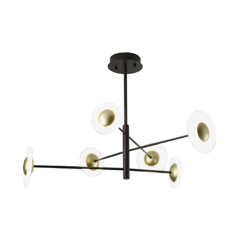 3 Tiers Bedroom Chandelier Lighting Fixture Metal 6 Lights Modern Hanging Pendant Light in Black Clearhalo 'Ceiling Lights' 'Chandeliers' 'Modern Chandeliers' 'Modern' Lighting' 293853