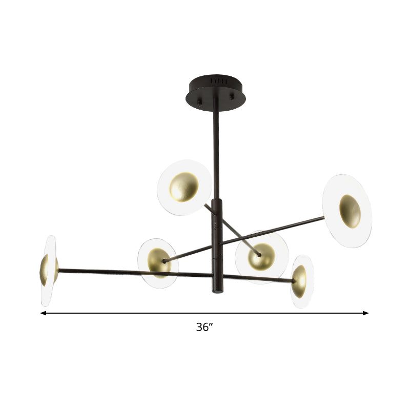 3 Tiers Bedroom Chandelier Lighting Fixture Metal 6 Lights Modern Hanging Pendant Light in Black Clearhalo 'Ceiling Lights' 'Chandeliers' 'Modern Chandeliers' 'Modern' Lighting' 293854