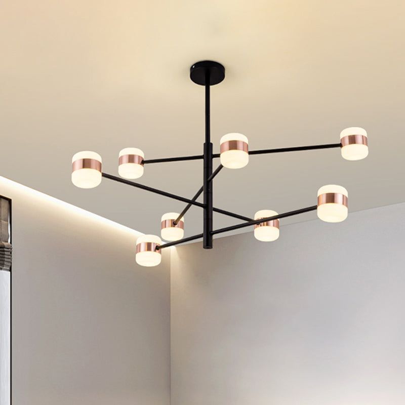 Metal Starburst Hanging Chandelier Modern 4/6/8 Lights Black Pendant Lighting in Warm/White Light 8 Black Clearhalo 'Ceiling Lights' 'Chandeliers' 'Modern Chandeliers' 'Modern' Lighting' 293856