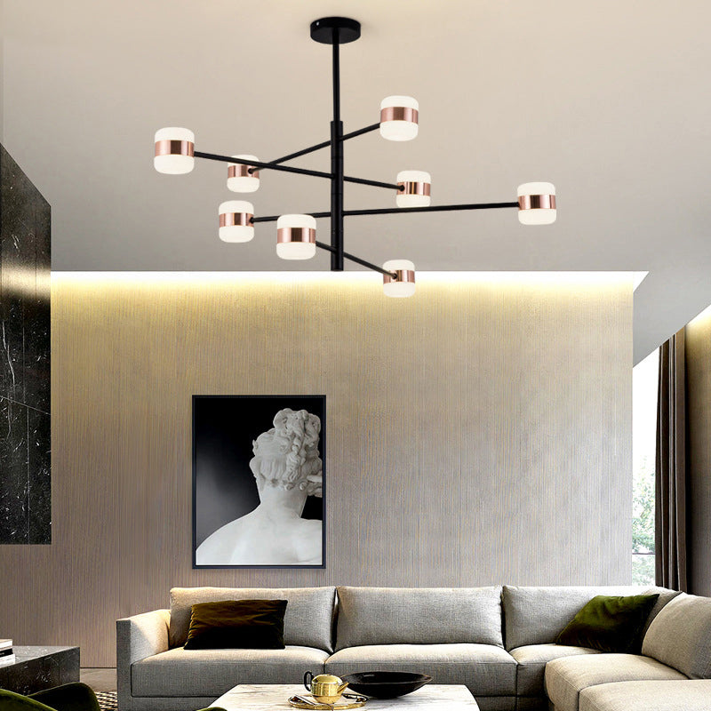 Metal Starburst Hanging Chandelier Modern 4/6/8 Lights Black Pendant Lighting in Warm/White Light Clearhalo 'Ceiling Lights' 'Chandeliers' 'Modern Chandeliers' 'Modern' Lighting' 293858