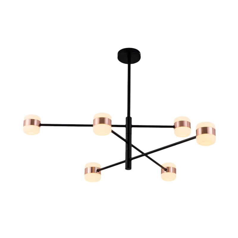 Metal Starburst Hanging Chandelier Modern 4/6/8 Lights Black Pendant Lighting in Warm/White Light Clearhalo 'Ceiling Lights' 'Chandeliers' 'Modern Chandeliers' 'Modern' Lighting' 293864