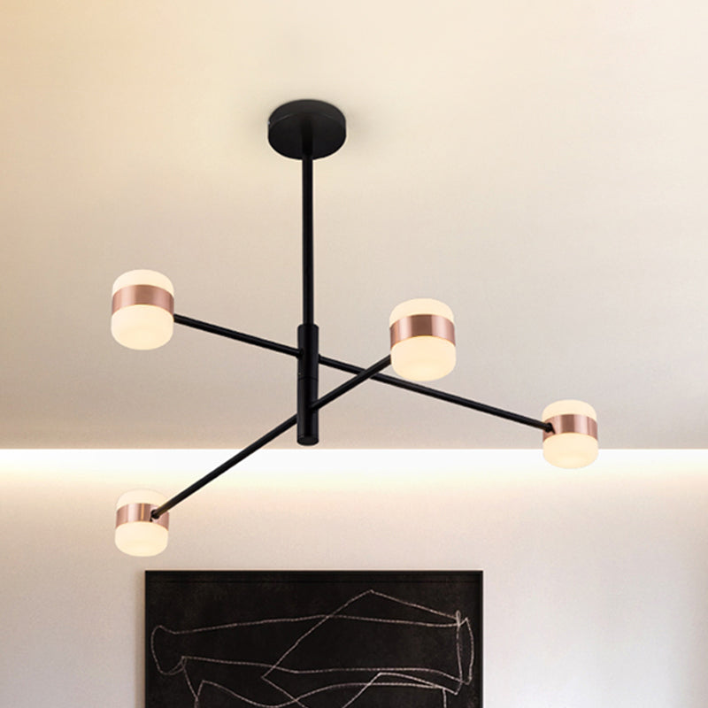 Metal Starburst Hanging Chandelier Modern 4/6/8 Lights Black Pendant Lighting in Warm/White Light 4 Black Clearhalo 'Ceiling Lights' 'Chandeliers' 'Modern Chandeliers' 'Modern' Lighting' 293866