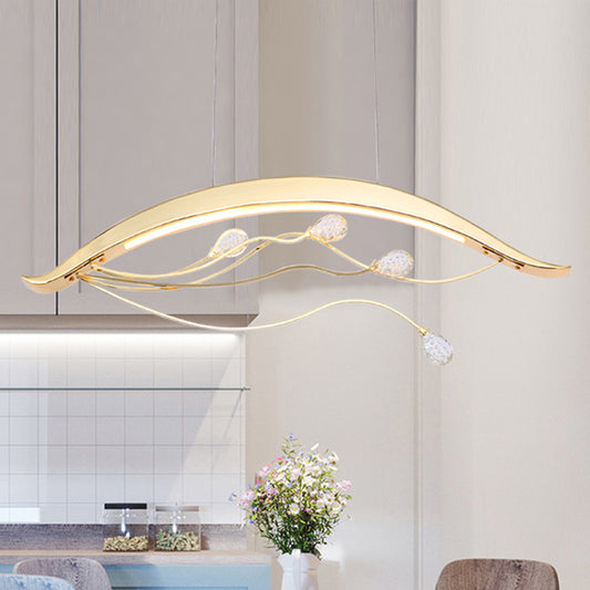 Gold Arch Hanging Pendant Light Simple Style Metal LED Suspension Light for Dining Room Gold Clearhalo 'Ceiling Lights' 'Chandeliers' 'Modern Chandeliers' 'Modern' Lighting' 293870