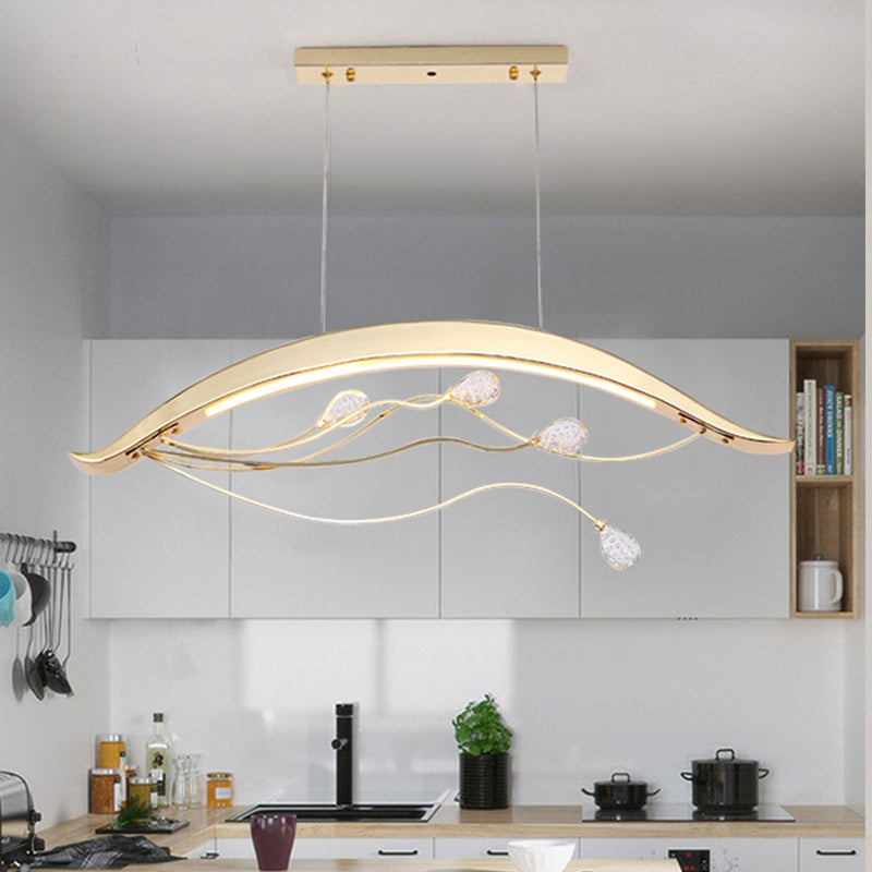 Gold Arch Hanging Pendant Light Simple Style Metal LED Suspension Light for Dining Room Clearhalo 'Ceiling Lights' 'Chandeliers' 'Modern Chandeliers' 'Modern' Lighting' 293871