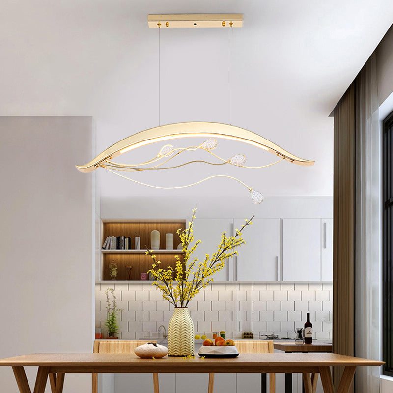 Gold Arch Hanging Pendant Light Simple Style Metal LED Suspension Light for Dining Room Clearhalo 'Ceiling Lights' 'Chandeliers' 'Modern Chandeliers' 'Modern' Lighting' 293872