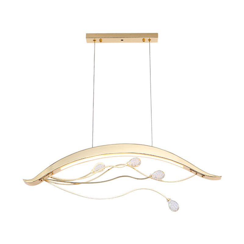 Gold Arch Hanging Pendant Light Simple Style Metal LED Suspension Light for Dining Room Clearhalo 'Ceiling Lights' 'Chandeliers' 'Modern Chandeliers' 'Modern' Lighting' 293873