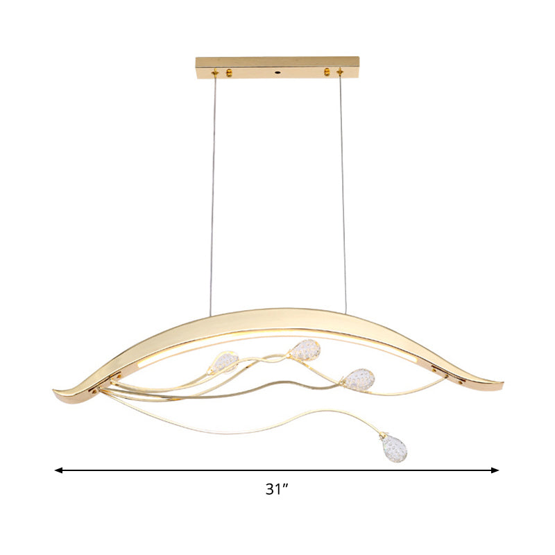 Gold Arch Hanging Pendant Light Simple Style Metal LED Suspension Light for Dining Room Clearhalo 'Ceiling Lights' 'Chandeliers' 'Modern Chandeliers' 'Modern' Lighting' 293874