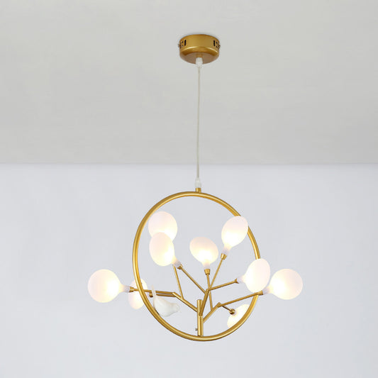 Brass Branch Chandelier Pendant Light Postmodern Metal LED Hanging Light Kit, Warm/White Light Brass Clearhalo 'Ceiling Lights' 'Chandeliers' 'Modern Chandeliers' 'Modern' Lighting' 293876