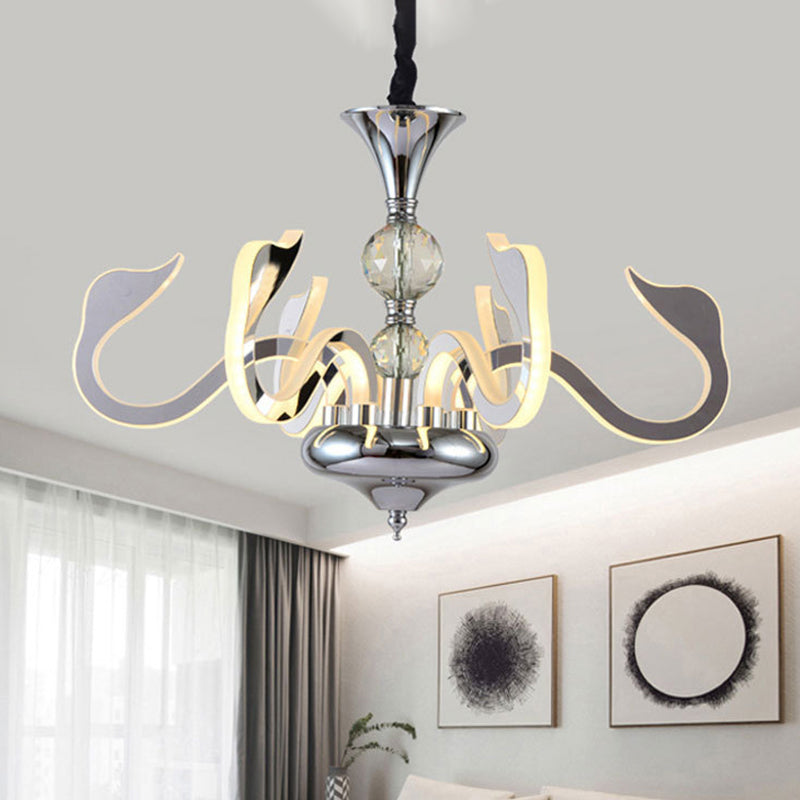 Acrylic Gooseneck Pendant Lighting Contemporary Silver LED Chandelier Light Fixture Silver Clearhalo 'Ceiling Lights' 'Chandeliers' 'Modern Chandeliers' 'Modern' Lighting' 293888