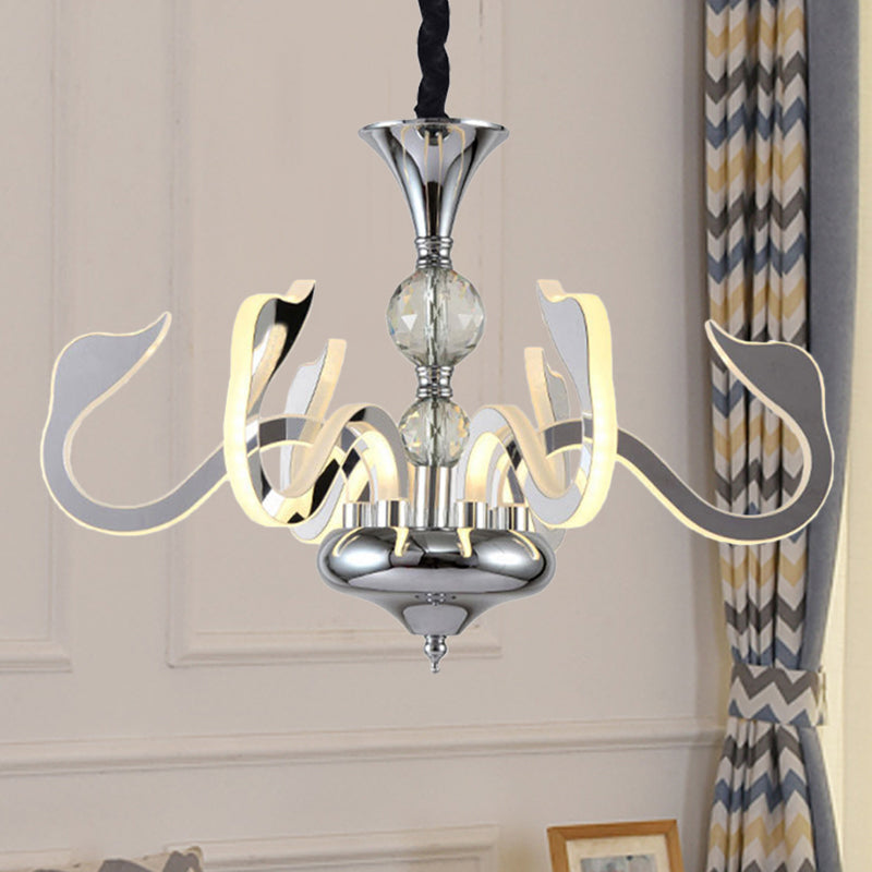 Acrylic Gooseneck Pendant Lighting Contemporary Silver LED Chandelier Light Fixture Clearhalo 'Ceiling Lights' 'Chandeliers' 'Modern Chandeliers' 'Modern' Lighting' 293889