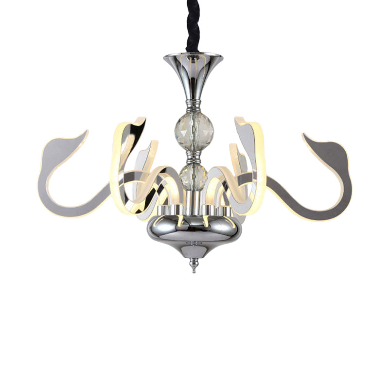 Acrylic Gooseneck Pendant Lighting Contemporary Silver LED Chandelier Light Fixture Clearhalo 'Ceiling Lights' 'Chandeliers' 'Modern Chandeliers' 'Modern' Lighting' 293891